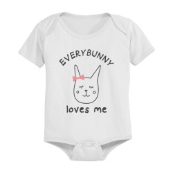 EveryBunny Loves Me Cute Graphic Design Printed White Baby Bodysuit