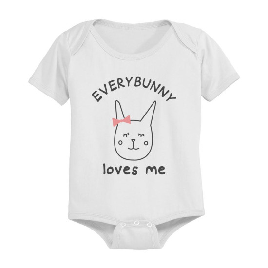 EveryBunny Loves Me Cute Graphic Design Printed White Baby Bodysuitidx 3P15787655180
