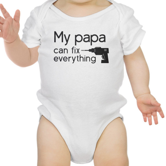 My Papa Fix White Cute Baby Bodysuit Cute Gifts For Baby Showeridx 3P10727914444