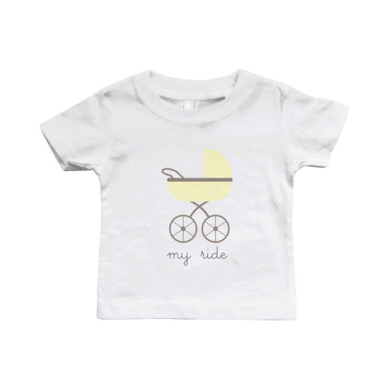 My Ride Funny White Baby Shirt Cute Infant Tee for Boys and Girlsidx 3P10397169036